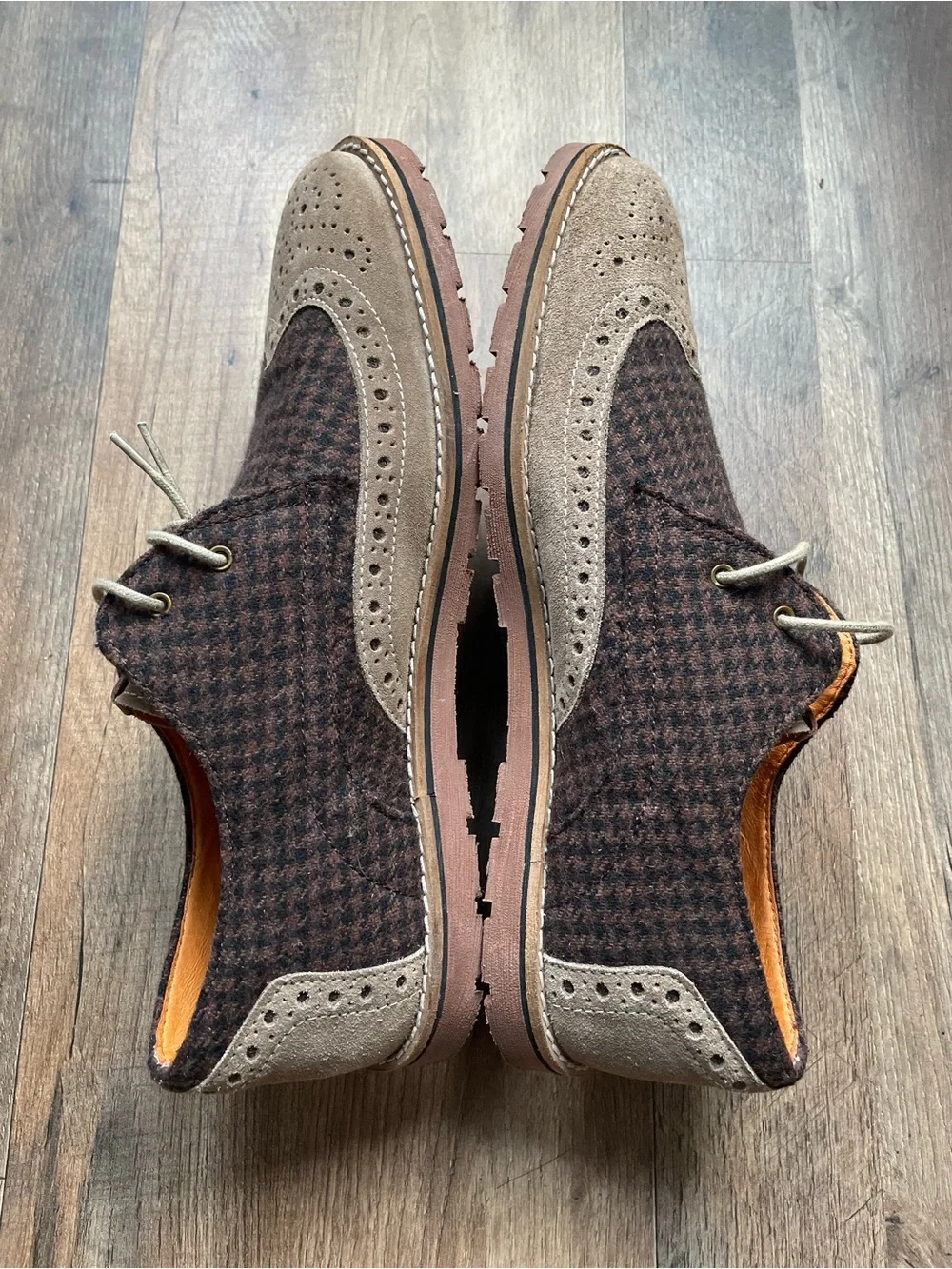 Ben Sherman Brown Houndstooth & Tan Wingtip Derby